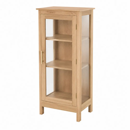 Vetrina in legno di quercia con anta in vetro temperato naturale