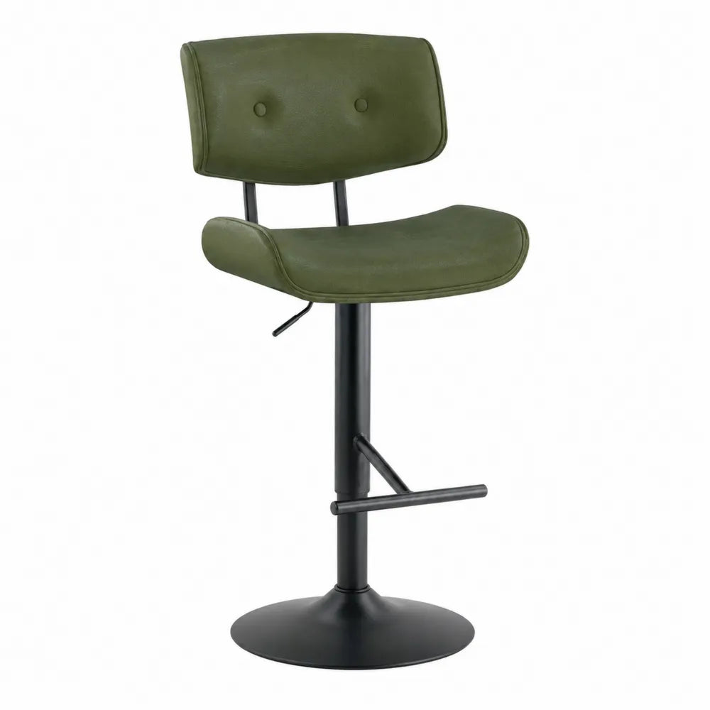 Sgabello da Bar in Metallo e Pelle Sintetica Verde