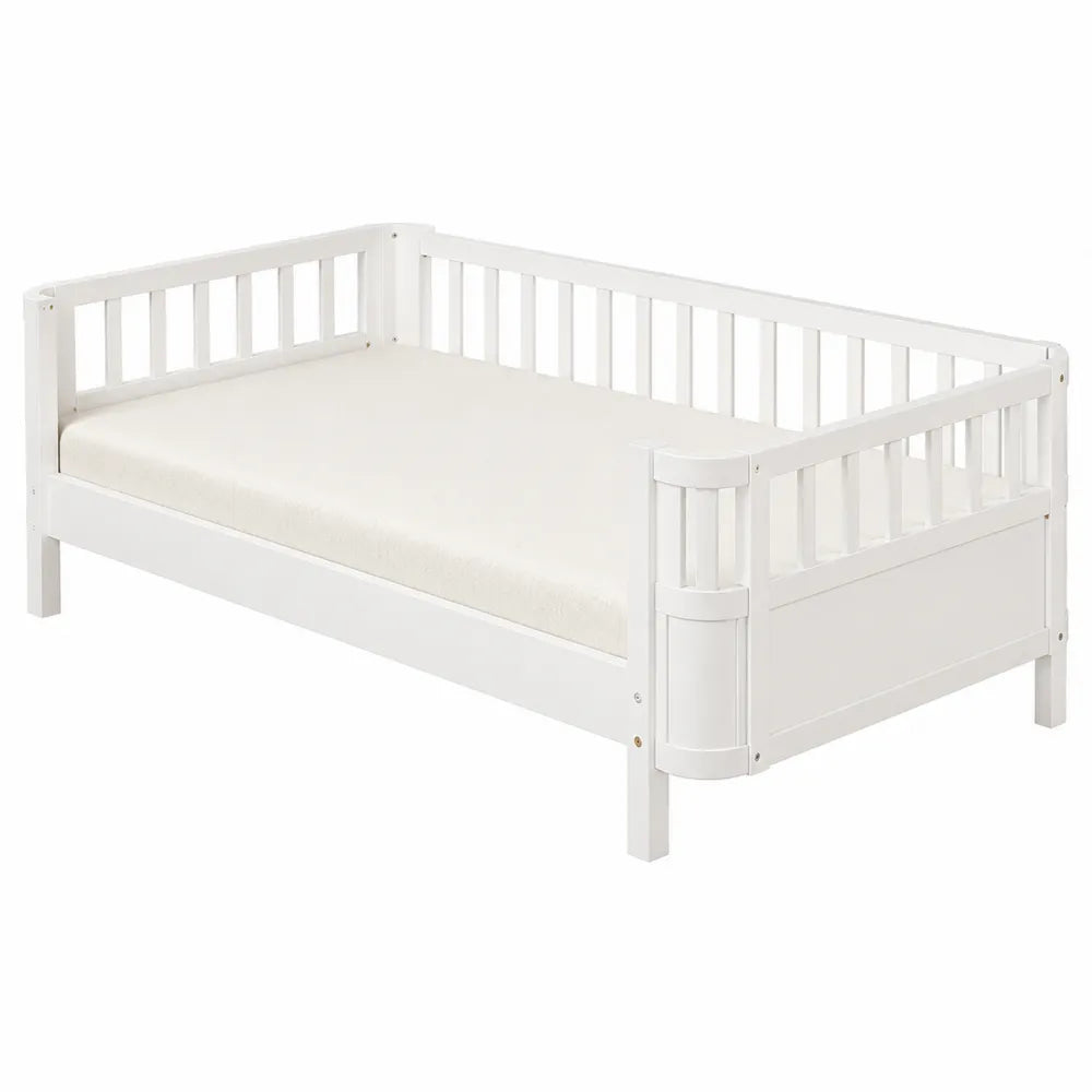 Letto per Bambini in Legno Bianco con Materasso