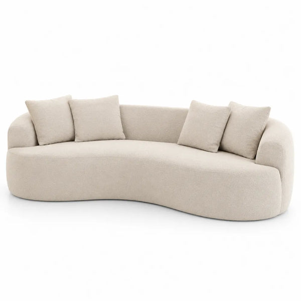Divano curvo 3 posti in tessuto poliestere beige
